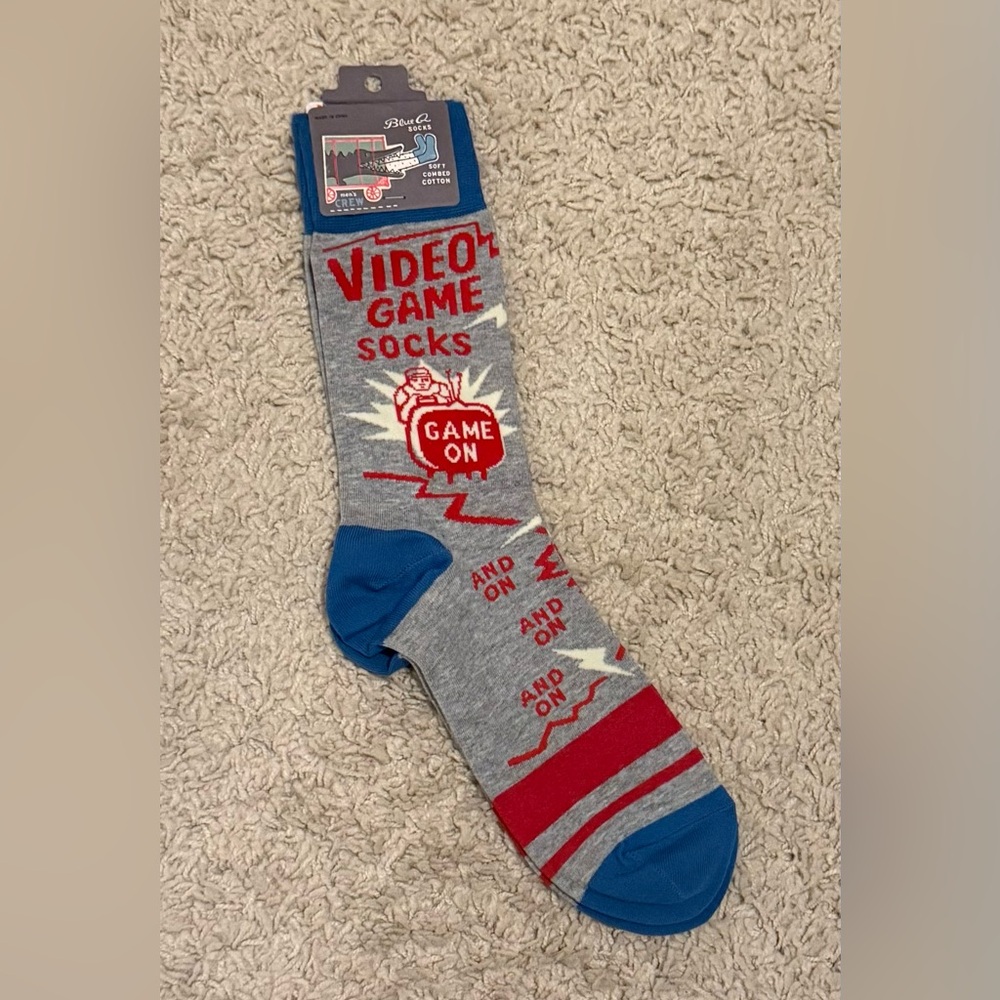 Blue Q Gray and Red Video Game Socks